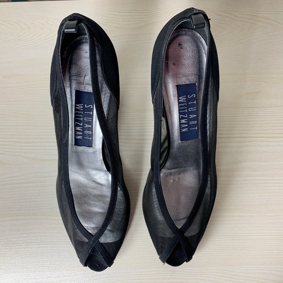 Stuart Weitzman Black Sheer Peep Toe Pumps - Picture 3 of 7